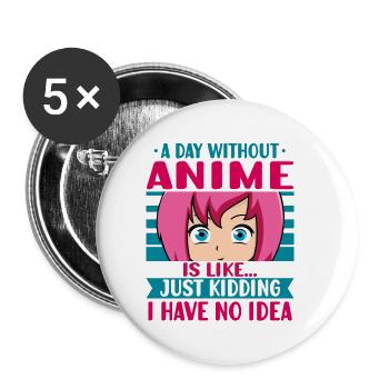 Anime Girl Manga Eyes Un jour sans anime - Lot de 5 petits badges (25 mm) - blanc - Devant