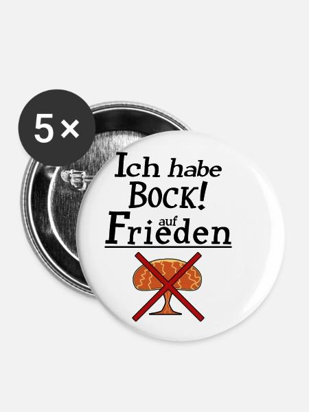 Ich habe Bock auf Frieden - Buttons klein 25 mm (5er Pack) - Weiß