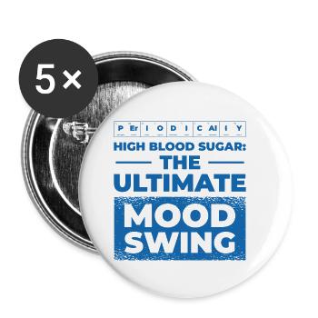 Diabetische Bauchspeicheldrüse - Buttons klein 25 mm (5er Pack) - Weiß - Vorne