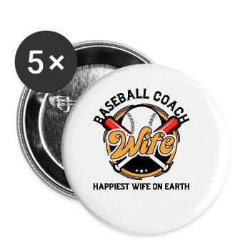 Baseball-Trainerin Ehefrau Berufstätige Mutter - Buttons klein 25 mm (5er Pack) - Weiß - Vorne