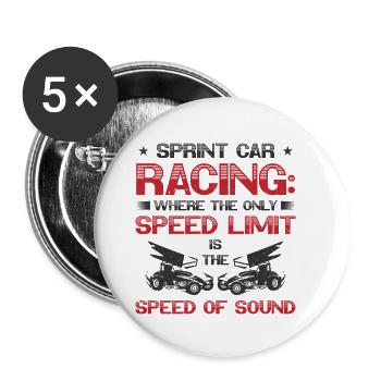 Sprint Car Dirt Track Racing - Buttons klein 25 mm (5er Pack) - Weiß - Vorne