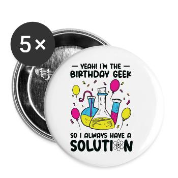 Science Theme Birthday Party Chemistry Scientist - Buttons small 1''/25 mm (5-pack) - white - Front