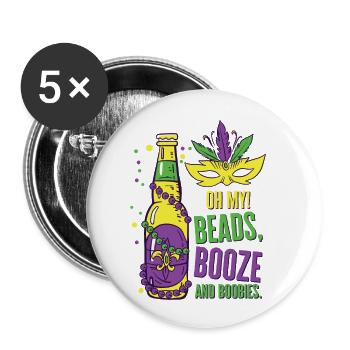 Mardi Gras Karneval Maske Bier Perlen Tölpel - Buttons klein 25 mm (5er Pack) - Weiß - Vorne