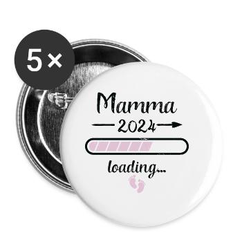 Mamma 2024 Loading Pregnancy Mother Mom Birth - Buttons small 1''/25 mm (5-pack) - white - Front