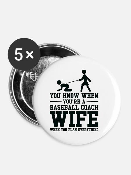 Baseball-Trainerin Ehefrau Berufstätige Mutter - Buttons klein 25 mm (5er Pack) - Weiß