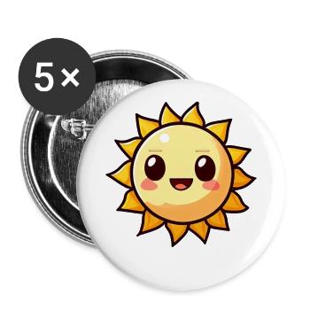 Sonne - Buttons klein 25 mm (5er Pack) - Weiß - Vorne