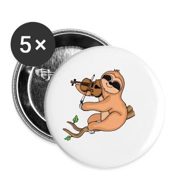 Violine Geschenk Musik Kinder Faultier Geige - Buttons klein 25 mm (5er Pack) - Weiß - Vorne