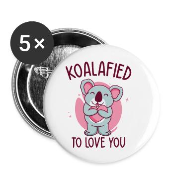 Valentine's Day Koala Love Wildlife Koala Lover - Buttons small 1''/25 mm (5-pack) - white - Front