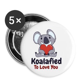 Valentine's Day Koala Love Wildlife Koala Lover - Buttons small 1''/25 mm (5-pack) - white - Front