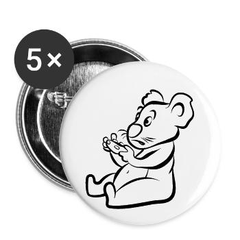 Koalified Gamer - Lustiger Cartoon Koala - Buttons klein 25 mm (5er Pack) - Weiß - Vorne