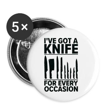 Messersammler Messer Sammeln - Buttons klein 25 mm (5er Pack) - Weiß - Vorne