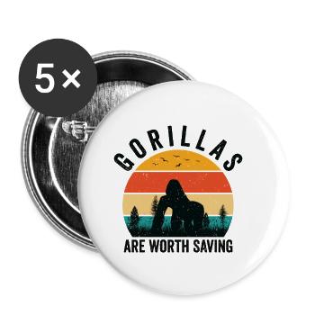 Weltnaturschutztag Gorilla Wildlife Tierschutz - Buttons klein 25 mm (5er Pack) - Weiß - Vorne