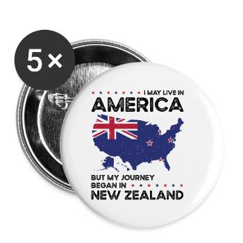 Né Néo-Zélandais Américain - Lot de 5 petits badges (25 mm) - blanc - Devant