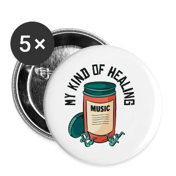 Pilules Musicales Musicien Partitions Amoureux Guérison - Lot de 5 petits badges (25 mm) - blanc - Devant