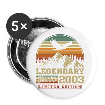 Legendär seit 2003 Jahrgang Vintage Geburtstag - Buttons klein 25 mm (5er Pack) - Weiß - Vorne