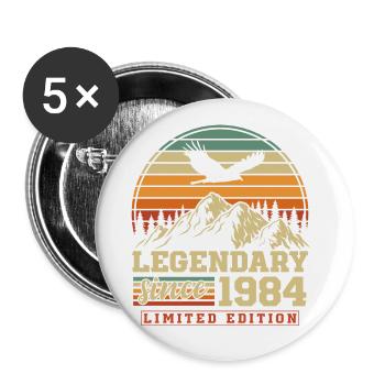 Legendary since 1984 Vintage Vintage Birthday - Buttons small 1''/25 mm (5-pack) - white - Front