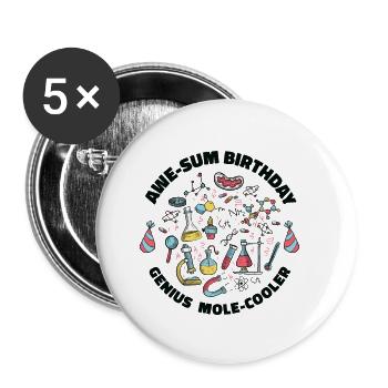 Science Theme Birthday Party Chemistry Scientist - Buttons small 1''/25 mm (5-pack) - white - Front