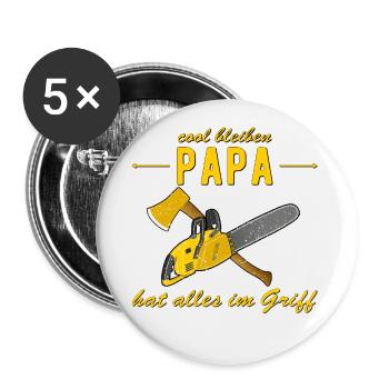 Papa hat alles im Griff - Kettensäge - Vatertag - Buttons klein 25 mm (5er Pack) - Weiß - Vorne