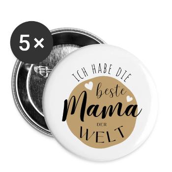 BESTE MAMA - Baby Geschenkidee Muttertag - Buttons klein 25 mm (5er Pack) - Weiß - Vorne