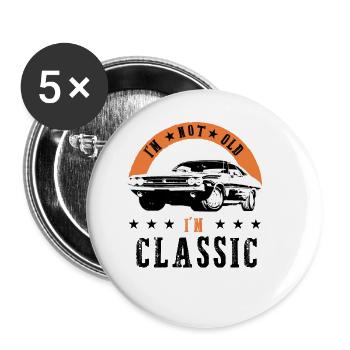 Muscle Cars Klassiker Retro Hotrod Oldtimer - Buttons klein 25 mm (5er Pack) - Weiß - Vorne
