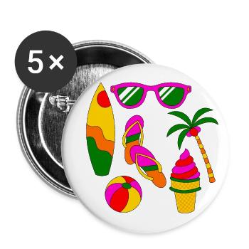 Summer Retro Summer Holiday like ice in the sunshine - Buttons small 1''/25 mm (5-pack) - white - Front