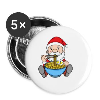 Kawaii Weihnachtsmann Essen Japan Nudeln Ramen - Buttons klein 25 mm (5er Pack) - Weiß - Vorne