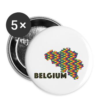 Fierté belge - Lot de 5 petits badges (25 mm) - blanc - Devant