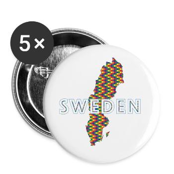 Fierté suédoise - Lot de 5 petits badges (25 mm) - blanc - Devant