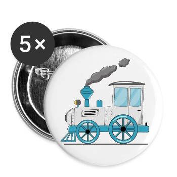 Train pour enfants chemin de fer blanc - Lot de 5 petits badges (25 mm) - blanc - Devant