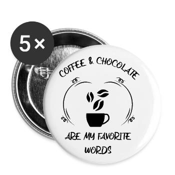 Coffee, espresso, coffee & chocolate - Buttons small 1''/25 mm (5-pack) - white - Front