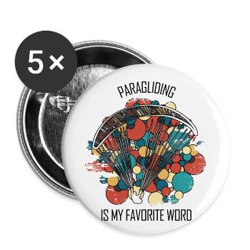 Parapente Gleitschirm Paragleiter Parapente - Lot de 5 petits badges (25 mm) - blanc - Devant