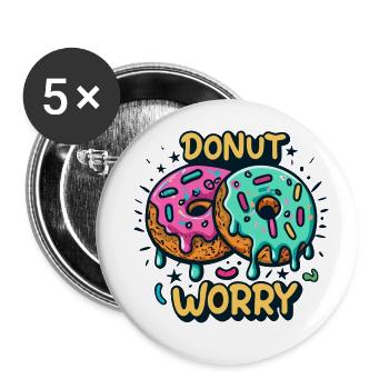 Donut worry - Buttons klein 25 mm (5er Pack) - Weiß - Vorne