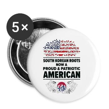 South Korean American Patriot USA Grown South - Buttons small 1''/25 mm (5-pack) - white - Front