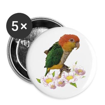 The orange-headed caique - Buttons small 1''/25 mm (5-pack) - white - Front