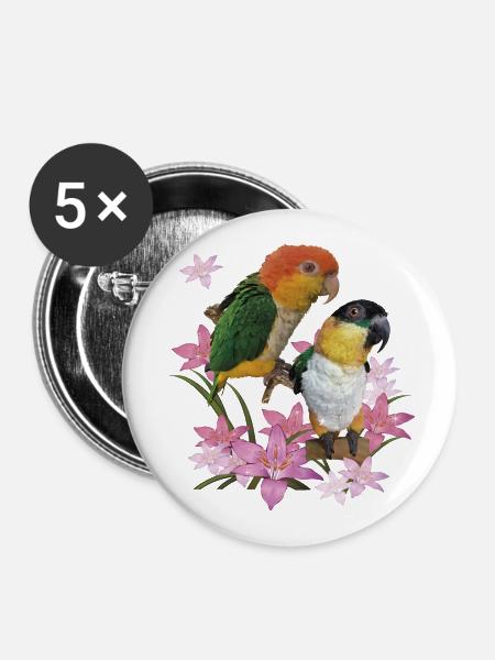 Der orangeköpfige Caique - Buttons klein 25 mm (5er Pack) - Weiß