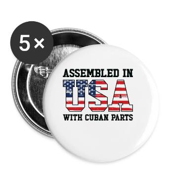 Cuban American Patriot USA Grown Cuba US Flag - Buttons small 1''/25 mm (5-pack) - white - Front