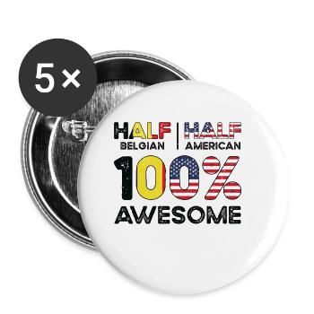 Belgian American Patriot USA Grown Belgium US Flag - Buttons small 1''/25 mm (5-pack) - white - Front