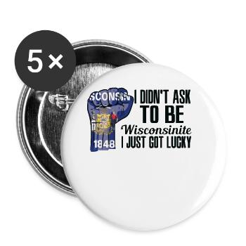Wisconsinite américain États-Unis patriote États-Unis cultivé - Lot de 5 petits badges (25 mm) - blanc - Devant