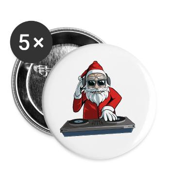 Santa DJ Christmas Disc Jockey - Buttons small 1''/25 mm (5-pack) - white - Front