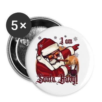 Noël Dabbing Père Noël avec punch - Lot de 5 petits badges (25 mm) - blanc - Devant