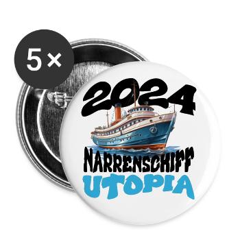 L’Utopie de la Nef des fous, Franz Josef Strauss - Lot de 5 petits badges (25 mm) - blanc - Devant