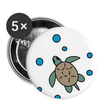 Tortue - Lot de 5 petits badges (25 mm) - blanc - Devant