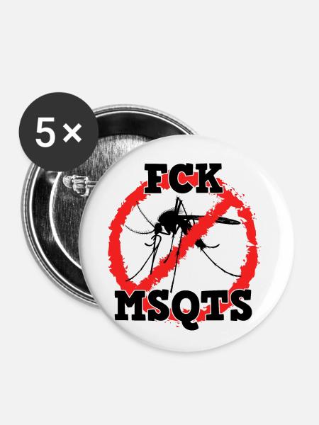 fck msqts - Buttons klein 25 mm (5er Pack) - Weiß