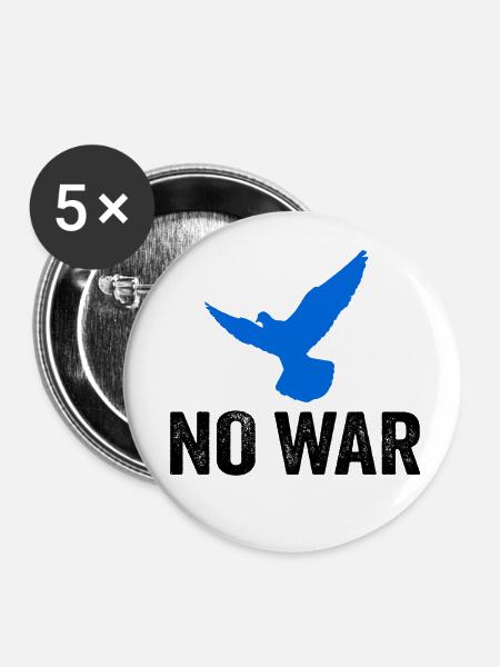 NO WAR mit Friedenstaube - Buttons klein 25 mm (5er Pack) - Weiß