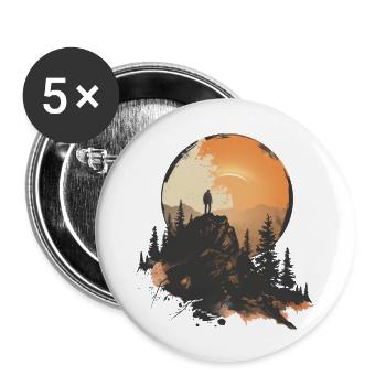 Wanderer, Wanderung, Berglogo - Buttons klein 25 mm (5er Pack) - Weiß - Vorne