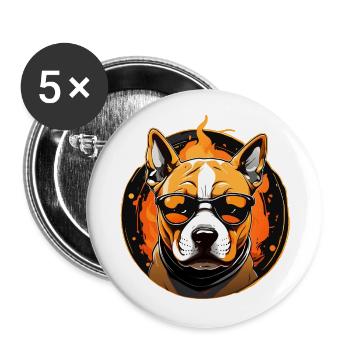 Cooler Staffordshire Terrier mit Sonnenbrille - Buttons klein 25 mm (5er Pack) - Weiß - Vorne