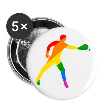Tennis de table coloré - Lot de 5 petits badges (25 mm) - blanc - Devant