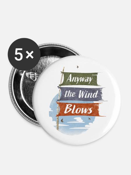 Jedenfalls weht der Wind - Buttons klein 25 mm (5er Pack) - Weiß