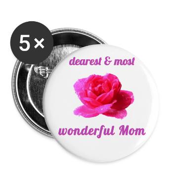 Muttertag Mutter Mama - Buttons klein 25 mm (5er Pack) - Weiß - Vorne