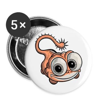 créature fantastique drôle rieur - Lot de 5 petits badges (25 mm) - blanc - Devant